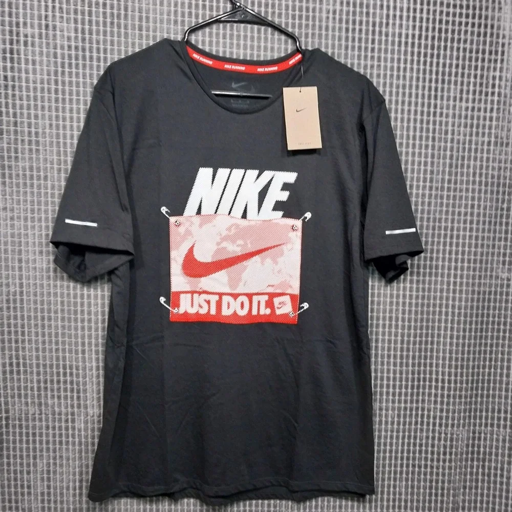 Nike Mens Running Dri-FIT Graphic T-Shirt Just Do It M Black